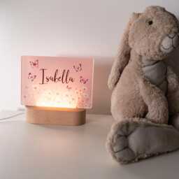 Personalised Butterfly Night Light, Girls Bedroom D??cor, Baby Nursery Kids Bedside Lamp - thumbnail 2