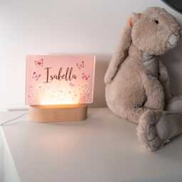 Personalised Butterfly Night Light, Girls Bedroom D??cor, Baby Nursery Kids Bedside Lamp - thumbnail 4