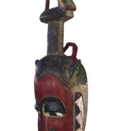 Hand-Carved Baule Wood Tribal Mask African Wall Art From Ghana - thumbnail 3