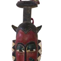 Hand-Carved Baule Wood Tribal Mask African Wall Art From Ghana - thumbnail 2