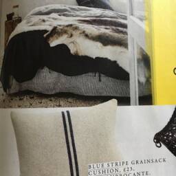 Rustic Blue Stripe Grainsack Cushion - thumbnail 2