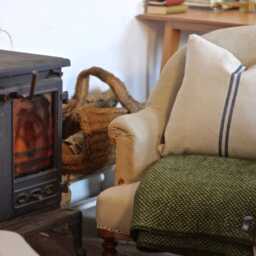 Rustic Blue Stripe Grainsack Cushion - thumbnail 4