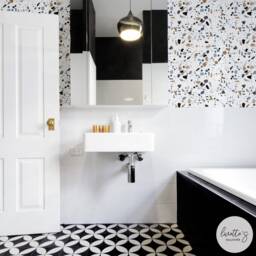 Neutral Blue Terrazzo Wallpaper/Coastal Style Traditional Or Removable Nautical Wall Mural - thumbnail 3