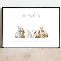 Personalised Rabbit Family Print - Our Wall Decor, Home Bunny Custom Bespoke Family Print New Home - thumbnail 3