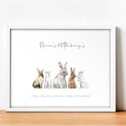 Personalised Rabbit Family Print - Our Wall Decor, Home Bunny Custom Bespoke Family Print New Home - thumbnail 2