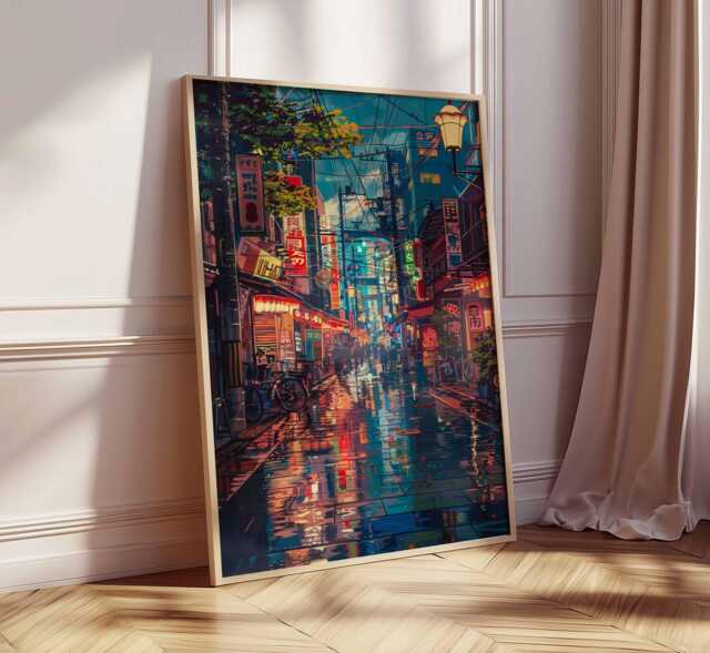 Tokyo Cityscape Poster, Manga-Style Street Art, Japanese Wall Decor, Anime Manga Print, Poster - image 1