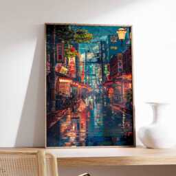 Tokyo Cityscape Poster, Manga-Style Street Art, Japanese Wall Decor, Anime Manga Print, Poster - thumbnail 3
