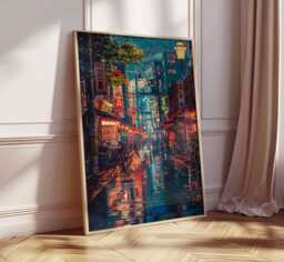 Tokyo Cityscape Poster, Manga-Style Street Art, Japanese Wall Decor, Anime Manga Print, Poster - thumbnail 1