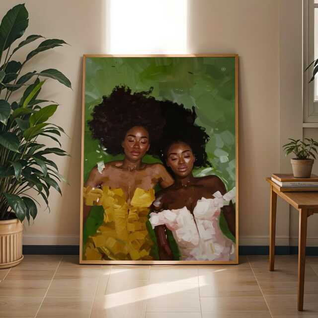 Black Women Underwater Art Print, Melanin Goddess Serenity Decor, Afrocentric Artwork - Poster Only - image 1