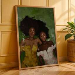 Black Women Underwater Art Print, Melanin Goddess Serenity Decor, Afrocentric Artwork - Poster Only - thumbnail 3