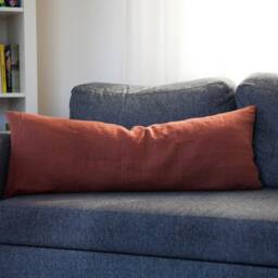 Burnt Orange Linen Lumbar Pillow Cover Rust Throw Pillowcase - thumbnail 3