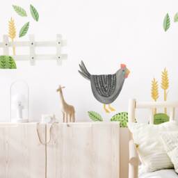Gray Chicken - Fabric Wall Decal Modern Farm Mej - thumbnail 3