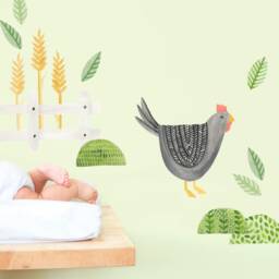 Gray Chicken - Fabric Wall Decal Modern Farm Mej - thumbnail 2
