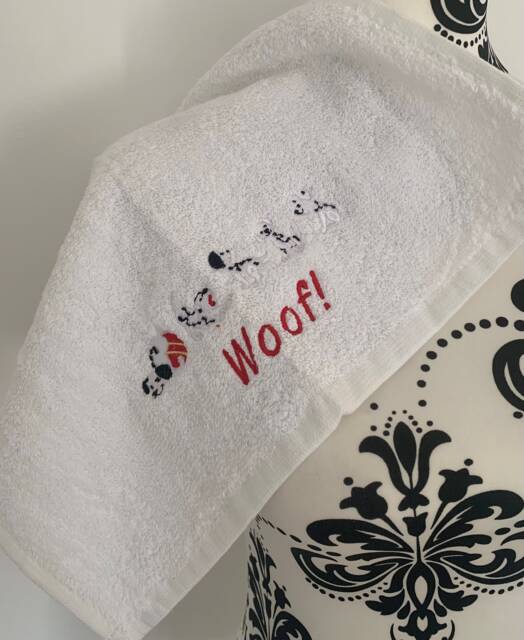Dalmatian Dogs Towel - Personalised Face Cloth/Hand Bath = Embroidered - image 1