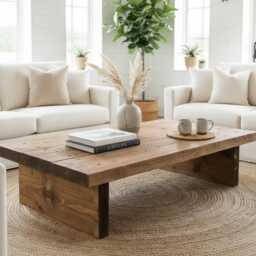Handmade Solid Wood Coffee Table, Low Farmhouse Rustic Pine - thumbnail 3