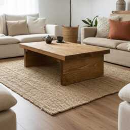 Handmade Solid Wood Coffee Table, Low Farmhouse Rustic Pine - thumbnail 2