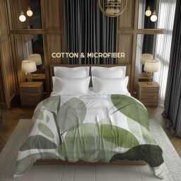 Olive Sage Botanical Comforter With Light Green Leaves For Cottagecore Farmhouse Bedrooms #135
