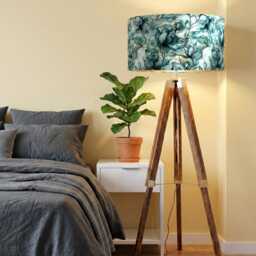 Handmade By Order Abstract Art Alcohol Paint Florat Rose Green Plant On Velvet Drum Lamp Shade Pendant Light All Shapes Sizes - thumbnail 2