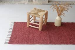 Medium Handwoven Terracotta Cotton Rug, Bathroom Kitchen Bedroom Bohemian Decor, Gift For Mom, Teppich Aus Baumwolle - thumbnail 1