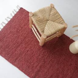 Medium Handwoven Terracotta Cotton Rug, Bathroom Kitchen Bedroom Bohemian Decor, Gift For Mom, Teppich Aus Baumwolle - thumbnail 2