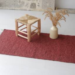 Medium Handwoven Terracotta Cotton Rug, Bathroom Kitchen Bedroom Bohemian Decor, Gift For Mom, Teppich Aus Baumwolle - thumbnail 3