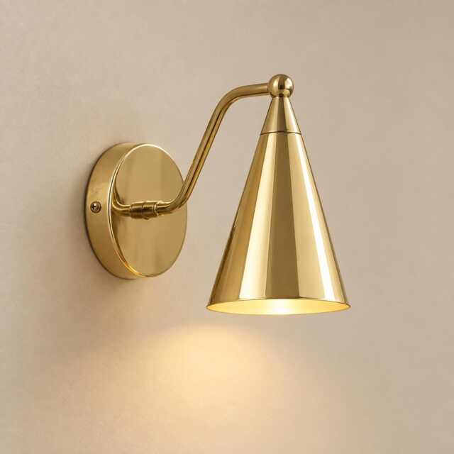 Mid Century Modern Brass Wall Sconce, Vintage Lamp With Polished Brass, Modernist Bedside Light Retro Interior & Bathroom Lighting - image 1