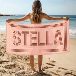 Custom Name Beach Towels, Personalized Monogrammed Towel, Bridesmaid Girls Trip 2026, Kids Pool Retro Towel - thumbnail 1