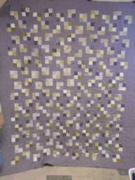 "Queen Size Four Patch Quilt Grey & Green Cotton Bedding - 80"" X 91" - thumbnail 1