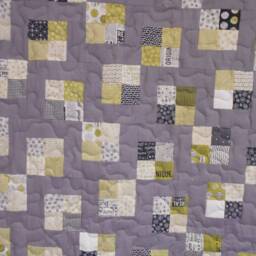 "Queen Size Four Patch Quilt Grey & Green Cotton Bedding - 80"" X 91" - thumbnail 2