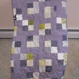 "Queen Size Four Patch Quilt Grey & Green Cotton Bedding - 80"" X 91" - thumbnail 4