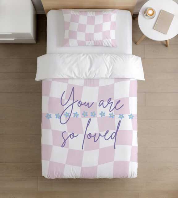 "Bedding - Checkered Purple/ White " - image 1