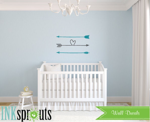 Boho Arrows Wall Decal, Love Arrow, Large Arrow Decal, Chic, Arrows, Hearts, Pattern Modern Nursery, Nursery Decals, Baby Decals - image 1