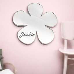 Daisy Shaped Mirrors With A White Acrylic Backing & Hooks, Bespoke Shapes/Colours Made - thumbnail 3