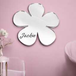 Daisy Shaped Mirrors With A White Acrylic Backing & Hooks, Bespoke Shapes/Colours Made - thumbnail 2
