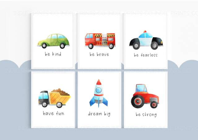 Boys Room Prints, Nursery Decor, Bedroom Cars & Vehicles, Boys Prints, Vehicles Prints, Kids - image 1