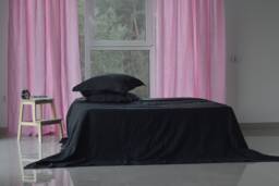 Linen Sheet Set in Black Color Queen King Twin Linen Bedding Set Sheet/Luxury Eco