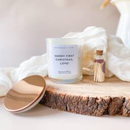 Merry First Christmas Love Scented Candle Lid & Matches Include Luxurious 1st Xmas Gift For Wife Girlfriend Fianc?? Newlywed Wifey Together - thumbnail 1