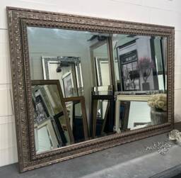 Lg Antique Silver Mirror Shabby Chic Ornate Decorative Bevelled Wall Mirror - Choose Your Size Premium Solid Wood UK Made Frame Florence - thumbnail 1