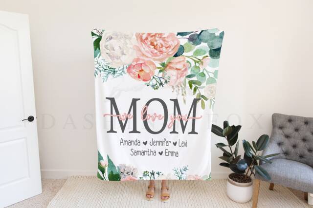 Christmas Gift For Mom, Grandma & Mom Present, We Love You Blanket, From Kids Wife, Grandparent - image 1