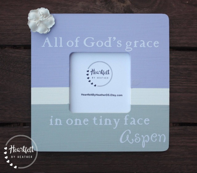Custom Baby Girl Picture Frame - Hand-Painted Christening Gift - image 1