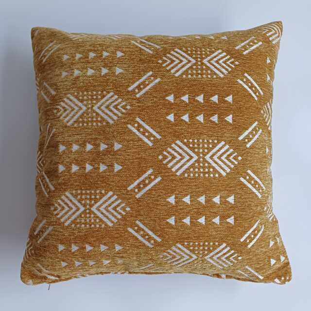 Moroccan Velvet Cushion Cover, Handmade Brocade Mustard Yellow Pillow Case, Decorative 20''x20''/50x50 cm - image 1
