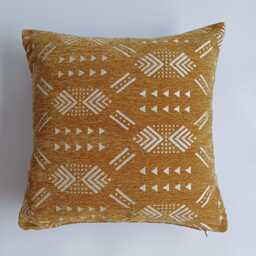 Moroccan Velvet Cushion Cover, Handmade Brocade Mustard Yellow Pillow Case, Decorative 20''x20''/50x50 cm - thumbnail 4
