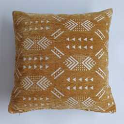 Moroccan Velvet Cushion Cover, Handmade Brocade Mustard Yellow Pillow Case, Decorative 20''x20''/50x50 cm