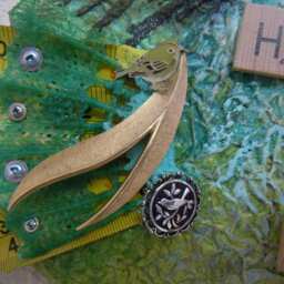 Wren Of Hope - Large Wall Hanging Mixed Media Whimsical Bird Assemblage, Shabby Chic Decor - thumbnail 2