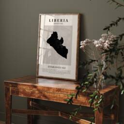 Liberia Map Vintage Abstract Wall Art Print Picasso + Matisse Inspired Travel Poster - thumbnail 1