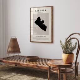 Liberia Map Vintage Abstract Wall Art Print Picasso + Matisse Inspired Travel Poster - thumbnail 3