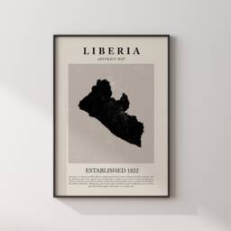 Liberia Map Vintage Abstract Wall Art Print Picasso + Matisse Inspired Travel Poster - thumbnail 2