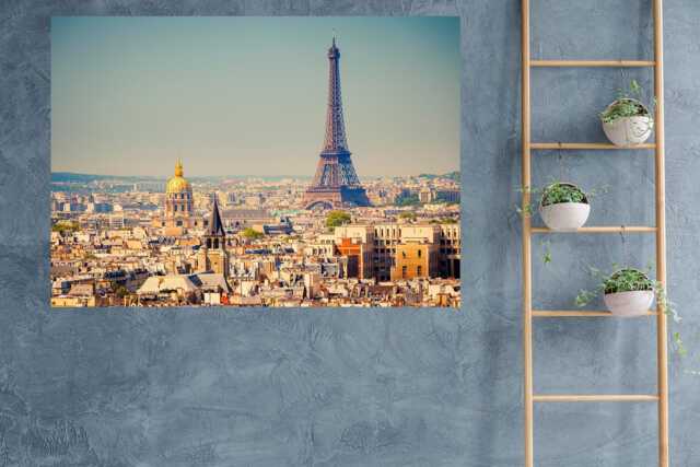 Eiffel Tower Paris Wall Art France Decal Skyline Mural Fine Canvas Textured Removable Wallpaper