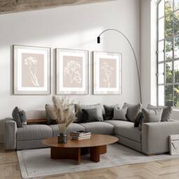 Neutral Wall Prints, Botanical Bedroom Line Art, Beige Home Decor, Hand Drawn Plants, Set Of 3 Prints A2 - thumbnail 1