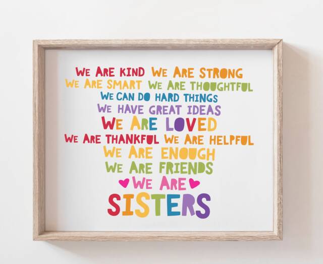 Sister Prints, Wall Art, Girls Bedroom Decor, Playroom Rainbow